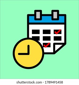 Kalendersymbol - Markieren Sie das Datum, den Urlaub, wichtige Tageskonzepte. Flaches Design. Vektorgrafik auf Hintergrund
