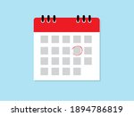 Calendar icon. Mark the date. Schedule icon isolated on blue background. Flat design. Vector illustration.