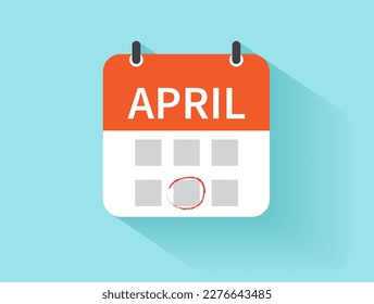 Calendar icon. Mark the date. Schedule icon isolated on blue background. Flat design. Vector illustration.