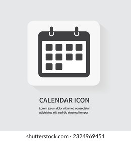 Icono de calendario. Marque la fecha. Icono de programación. Diseño plano. Ilustración vectorial.