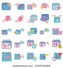 Icono de calendario. Marque la fecha. Icono de programación aislado en fondo azul. Diseño plano. Ilustración vectorial.