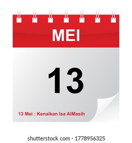 calendar icon. May 13, the ascension day isa almasih svg