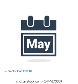 Calendar icon, May, Editable stroke. Vector illustration, eps10, Sign Icon - Vector