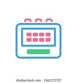 Calendar icon, modern flat design color sign vector, isolated in white background