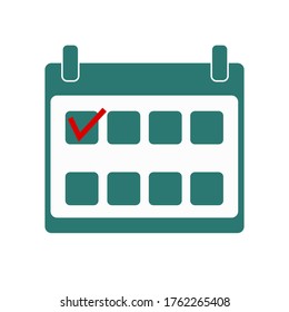 Calendar icon, modern flat design color sign vector, isolated in white background. eps 10