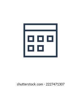 Icono de calendario símbolo de diseño de línea vector moderno símbolo de firma fecha de vencimiento reloj de mes