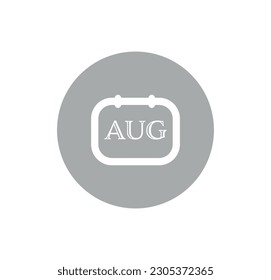 Calendar icon for month of August. Vector illustration calendar binder symbol