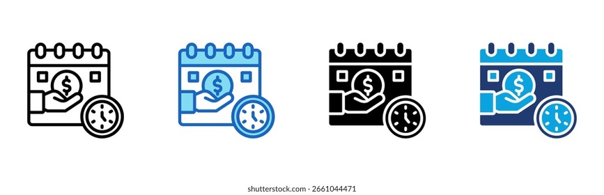 Ícone Calendário - Ilustração de Vetor com Vários Estilos