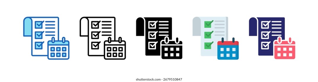 Calendar Icon Multiple Style Set Collection.