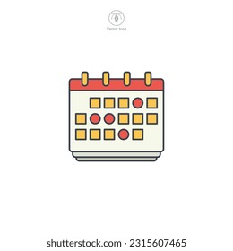 Calendar icon. A neat and organized vector illustration of a calendar, symbolizing scheduling, planning, and keeping track of important dates.