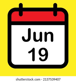 Calendar icon nineteenth June, vector illustration