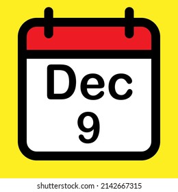 Kalendersymbol neunten Dezember, Vektorgrafik