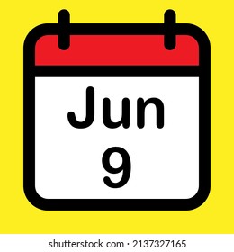 Kalendersymbol im neunten Juni, Vektorgrafik