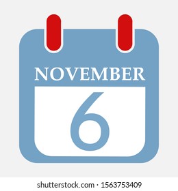 Calendar Icon November 6 Vector illustration Eps 10