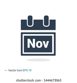 Calendar icon, November, Editable stroke. Vector illustration, eps10, Sign Icon - Vector
