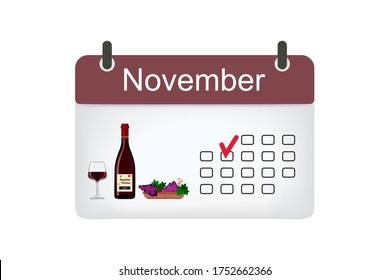 Kalendersymbol November mit Muster einzeln auf weißem Hintergrund. Vektorgrafik