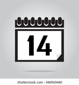 Calendar icon number 14 vector illustration