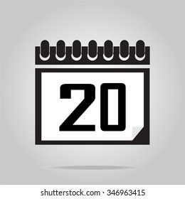 Calendar icon number 20 vector illustration