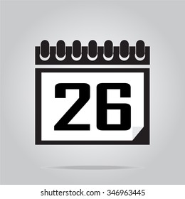 Calendar icon number 26 vector illustration