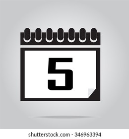 Calendar icon number 5 vector illustration