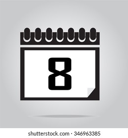Calendar icon number 8 vector illustration