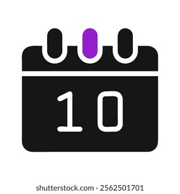 Calendar icon with number ten. Concept of schedule, date, and time management.