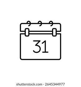 Calendar Icon With The Number Thirty One For End Of Month Reminder
