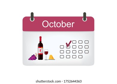 Calendar icon October with pattern isolated on white background. Vector illustration