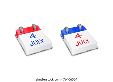 Calendar Icon on 4th July. Vector Illustration For Independence Day