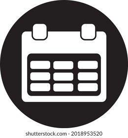 Icono de calendario sobre fondo de círculo negro