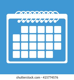 Calendar icon on blue background.
