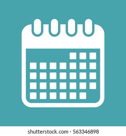 Calendar icon on blue background, flat design style. Vector illustration eps 10.