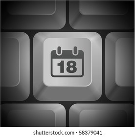 Calendar Icon on Computer Keyboard Original Illustration
