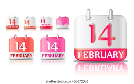 Calendar icon on February 14th. Valentine vector illustration