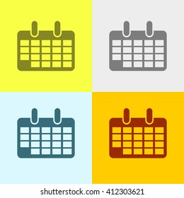 Calendar Icon on Four Different Backgrounds. Eps-10.
