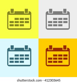 Calendar Icon on Four Different Backgrounds. Eps-10.