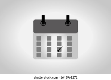 Calendar icon on gray background. Time concept