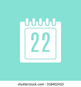 Calendar  icon on green background. Vector illustration.