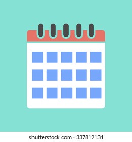 Calendar  icon  on green background. Vector illustration.