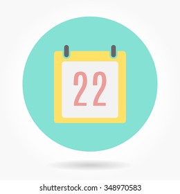Calendar  icon  on green background. Flat vector illustration.