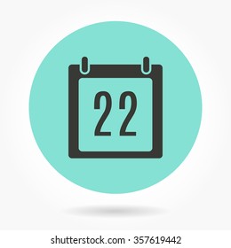 Calendar  icon  on green background. Vector illustration.