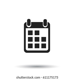 Calendar icon on isolated background, vector illustration. Flat style. Icons for design, website.