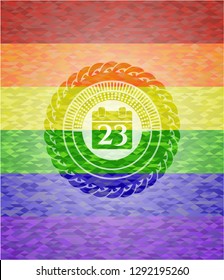 calendar icon on mosaic background with the colors of the LGBT flag