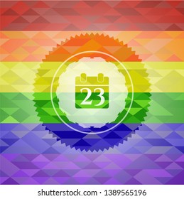 calendar icon on mosaic background with the colors of the LGBT flag