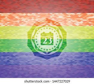 calendar icon on mosaic background with the colors of the LGBT flag