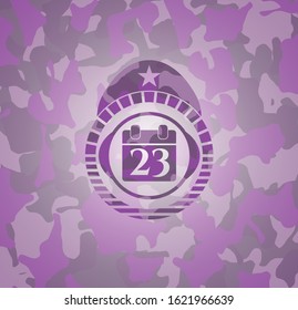 calendar icon on pink and purple camouflage texture