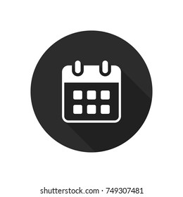 Calendar Icon on round background. Vector simple web icon.