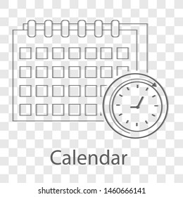 Calendar icon on transparency background. Flat style vector illustration.