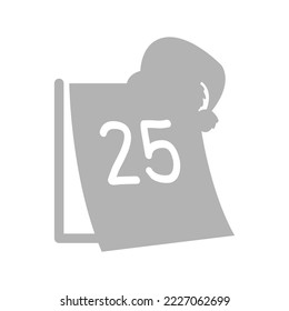 Icono de calendario en fondo blanco, Navidad, ilustración de vector