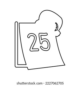 Calendar icon on a white background, Christmas, Vector illustration